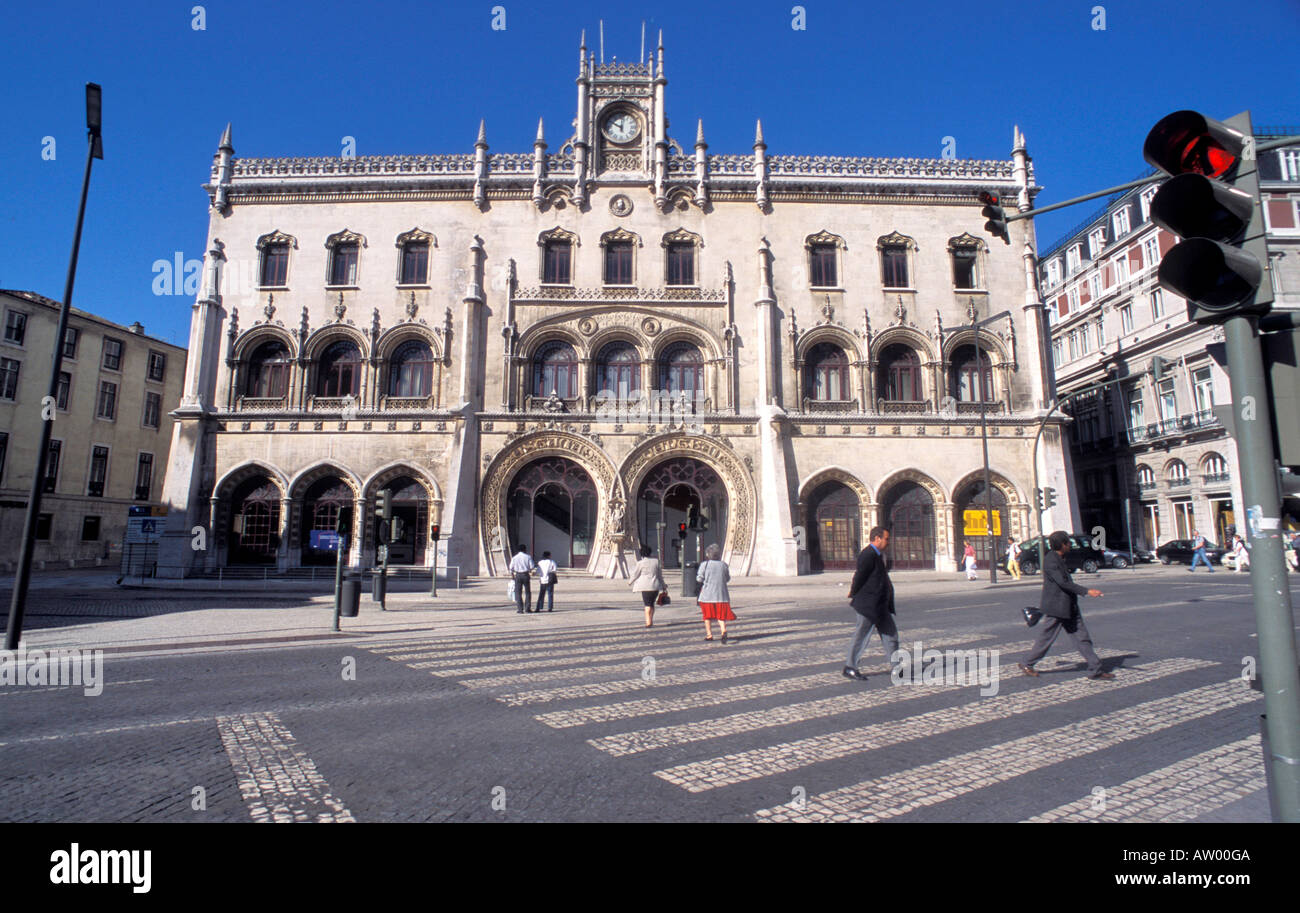 Esta��o do Rossio estación de trenes históricos Lisbona Portugal Europa Foto de stock