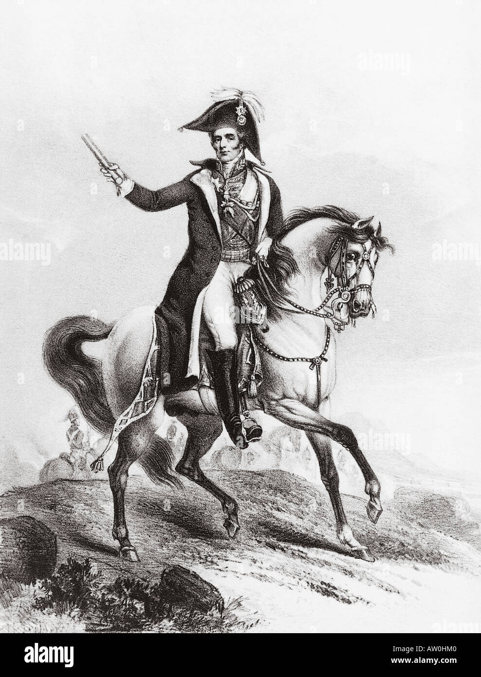 ARTHUR WELLESLEY primer duque de Wellington 1769 a 1852 - Un grabado contemporáneo Foto de stock