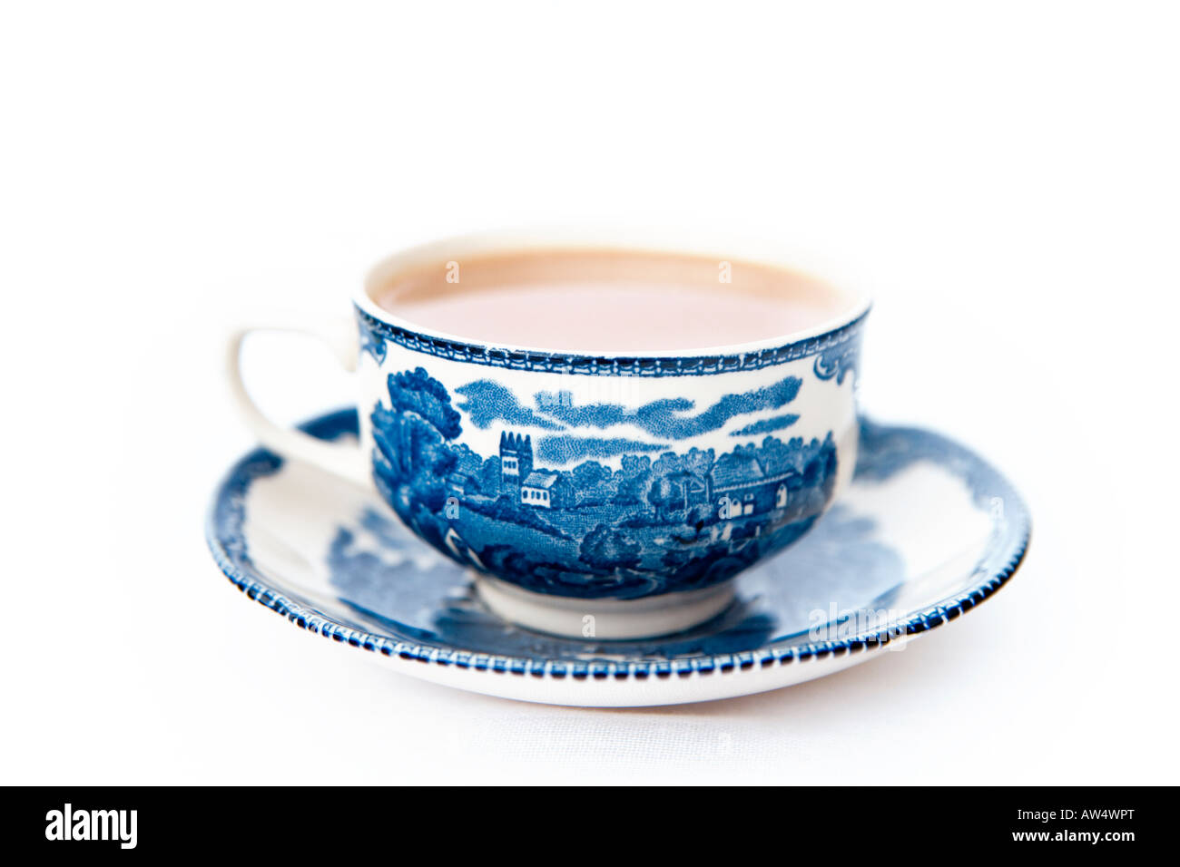 VIntage azul y blanco taza y plato de té china Foto de stock