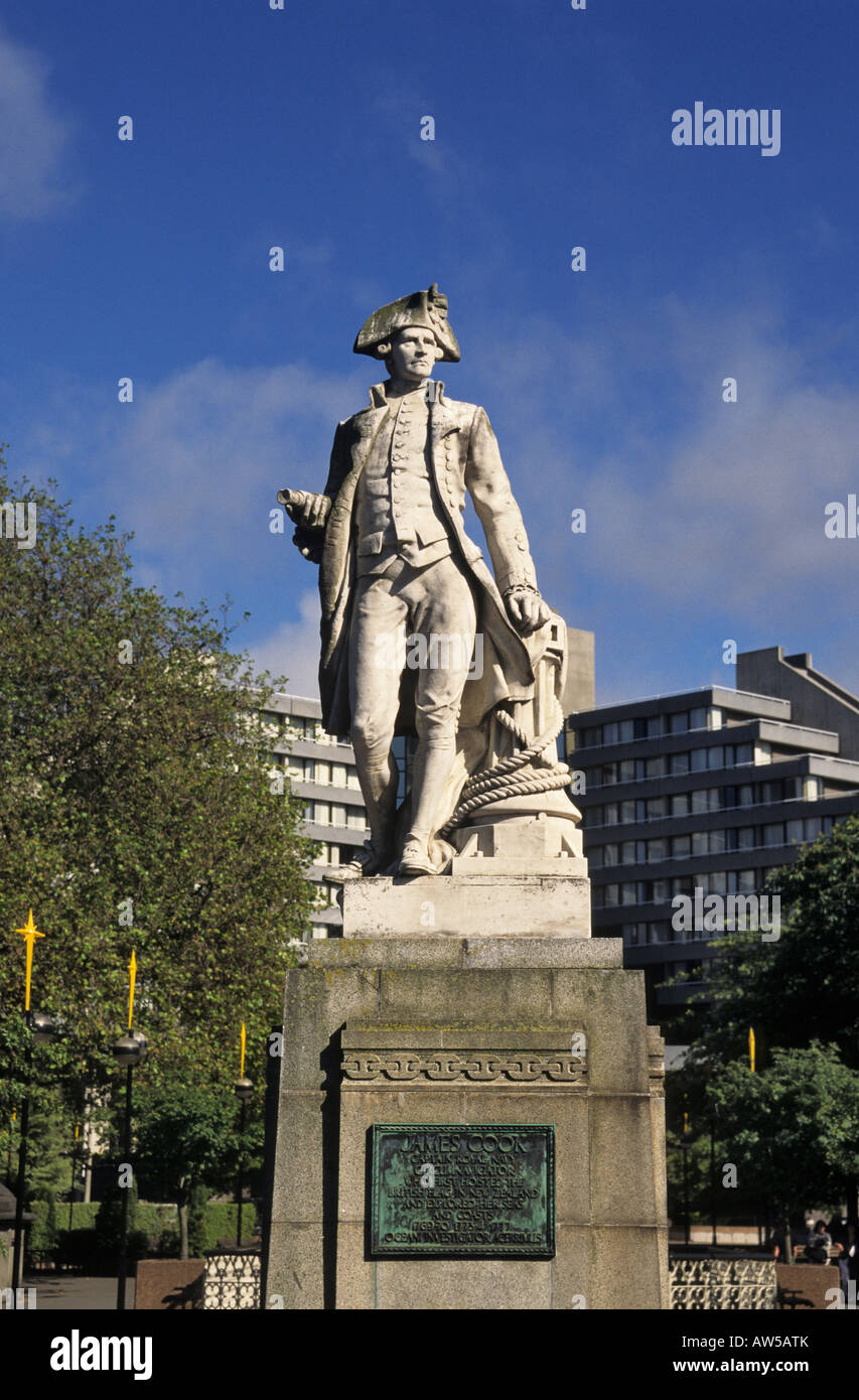 Nueva Zelanda Isla Sur Christchurch Victoria Square estatua de James Cook. Foto de stock