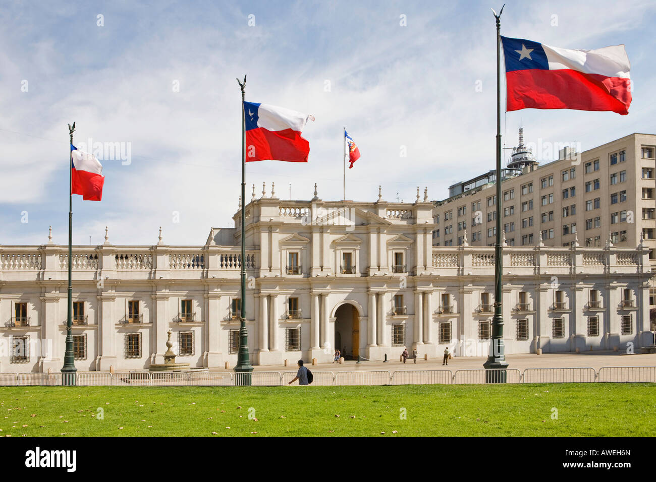 Neoclásico palacio gubernamental de la Moneda, Santiago de Chile, Chile, Sudamérica Foto de stock