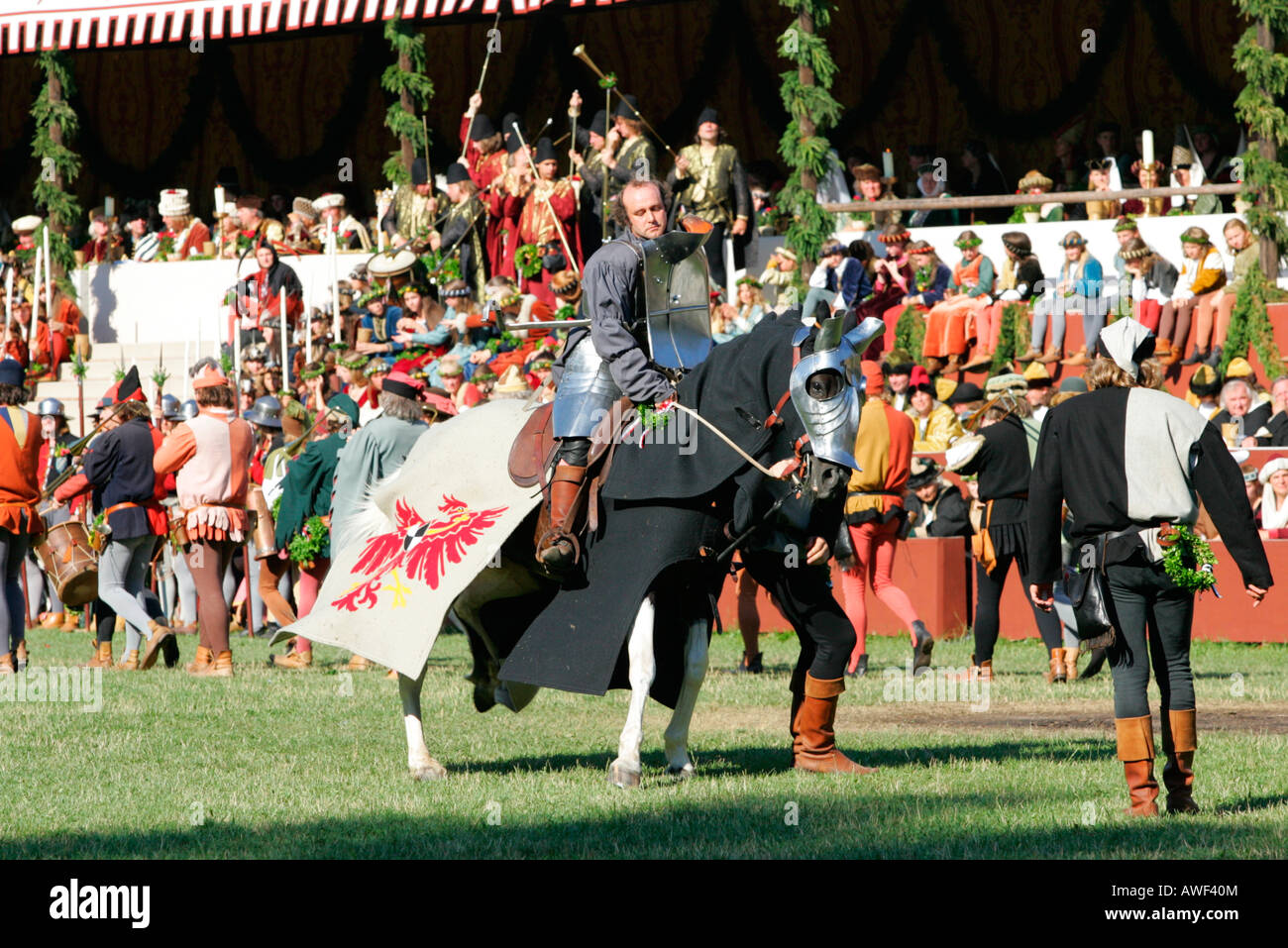 Juegos Medievales durante la boda de LANDSHUT Landshut, concurso, histórico de la Baja Baviera, Baviera, Alemania, Europa Foto de stock