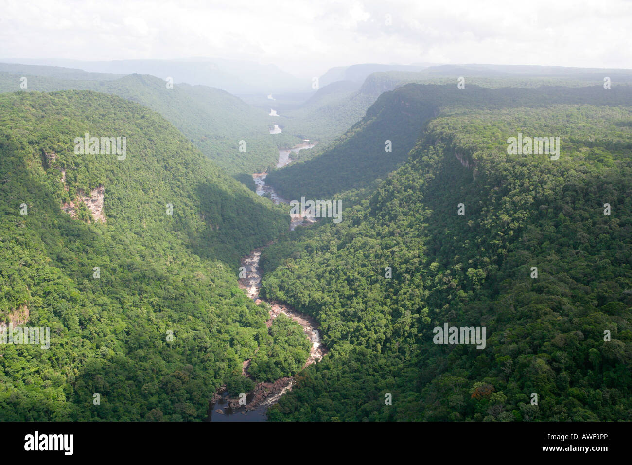 Toma aérea tomada desde Cataratas Kaieteur, Parque Nacional Potaro, Guyana, Sudamérica Foto de stock