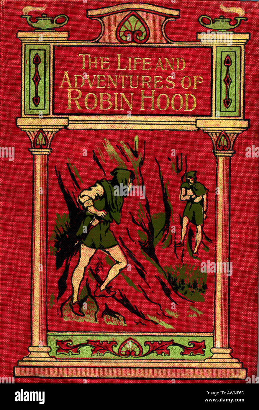 La vida y aventuras de Robin Hood. Portada del libro del mismo título por John B. Marsh, publicado alrededor de 1900. Foto de stock