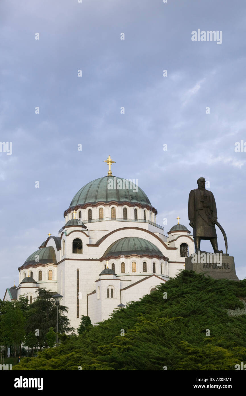 Serbia, Belgrado, tarde Vista de Sveti Sava, Iglesia, Iglesia Ortodoxa más grande del mundo. Foto de stock