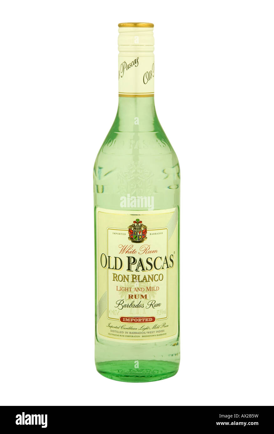 Antigua botella de ron blanco Pascas isla Barbados Foto de stock