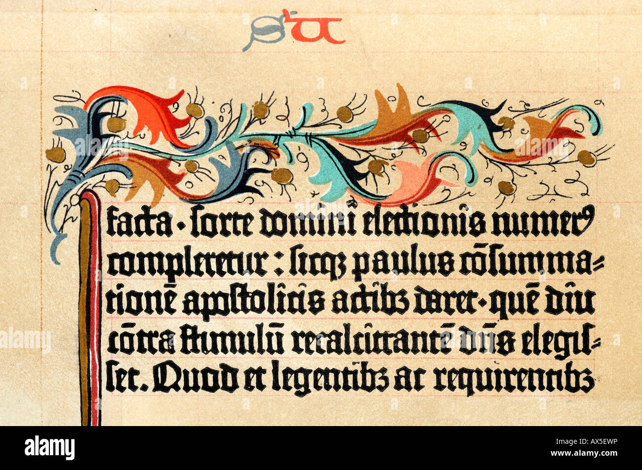 Script de minúscula gótica en pergamino de la Biblia de Gutenberg que