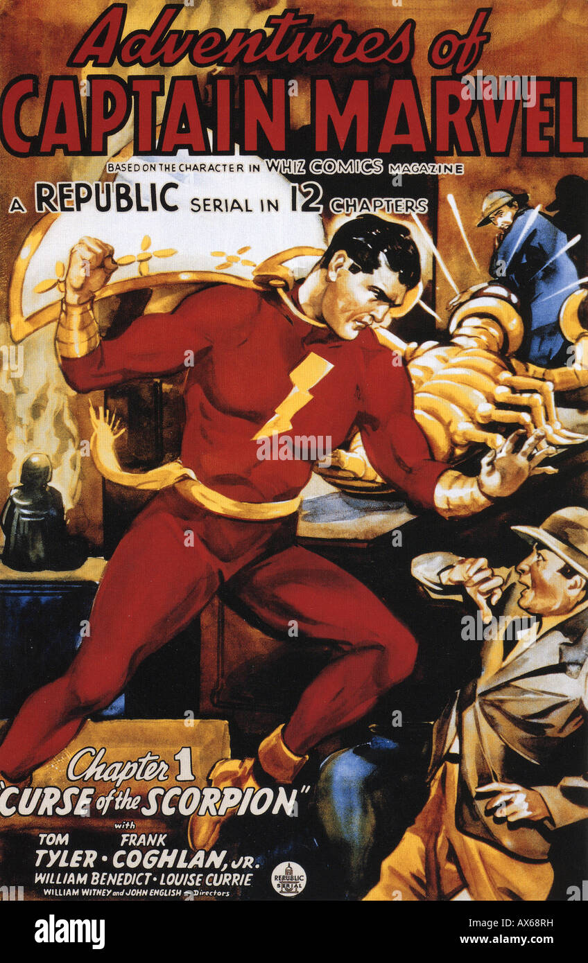 El Capitán Maravilla carteles de cine de la República para 1941 serie con Tom Tyler Foto de stock
