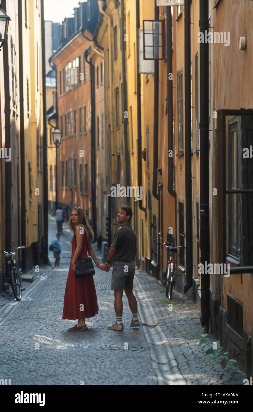 Praestgatangasse, Altstadt, Estocolmo Schweden Foto de stock