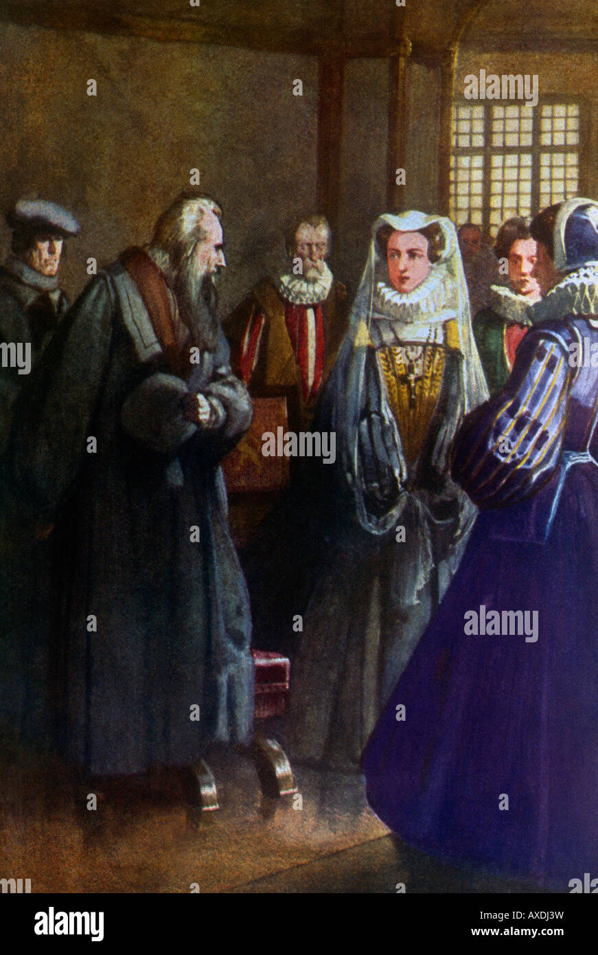 Escocia John Knox hablando a la Reina María por J R Skelton Foto de stock