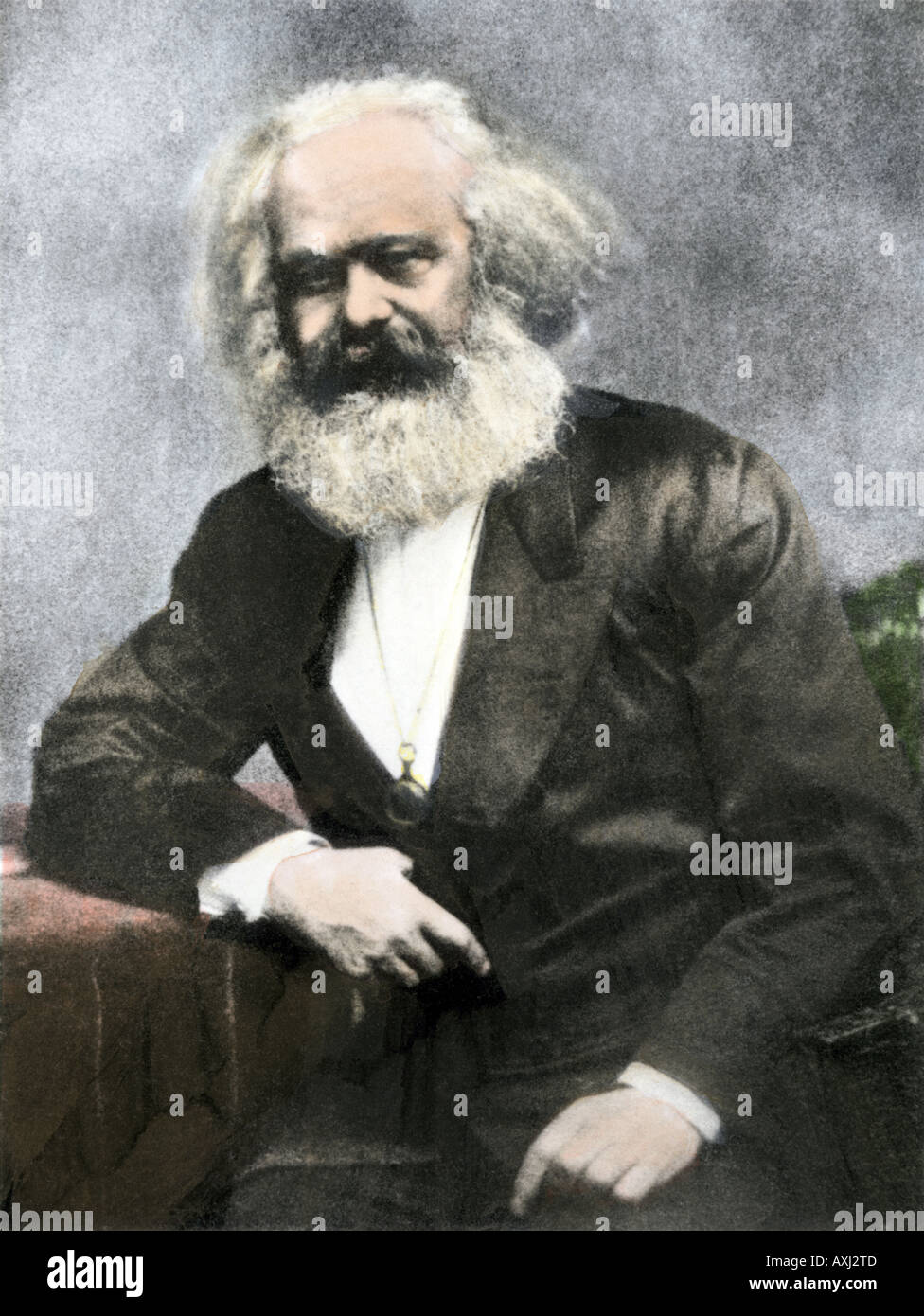 Karl Marx. Medias tintas coloreadas a mano de una fotografía Foto de stock
