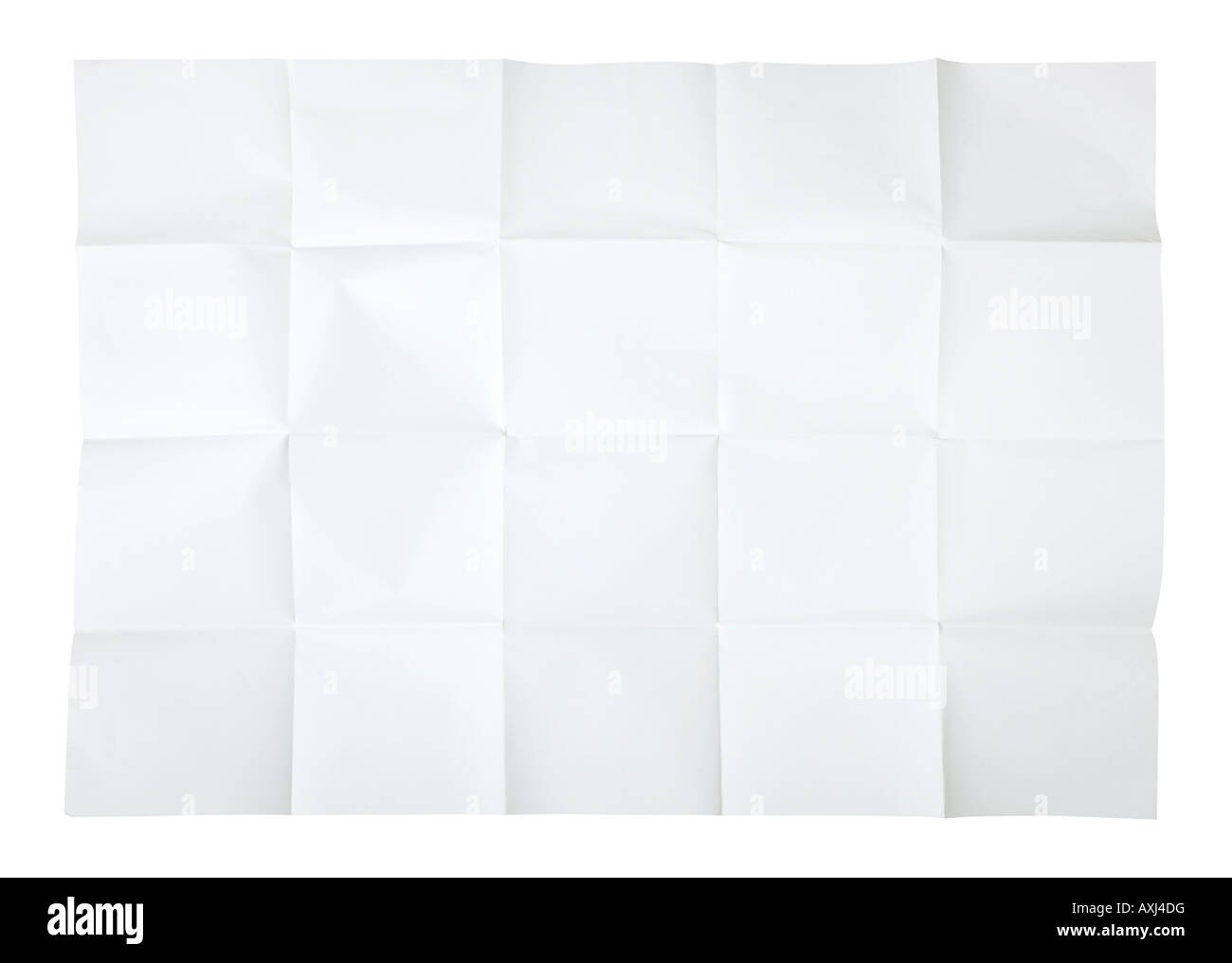 Mapa desplegada en blanco sobre fondo blanco aisladas inserte su propio diseño Foto de stock