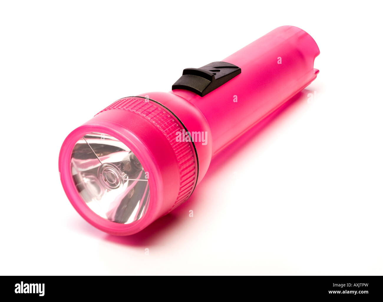Linterna de batería de plástico rosa Foto de stock