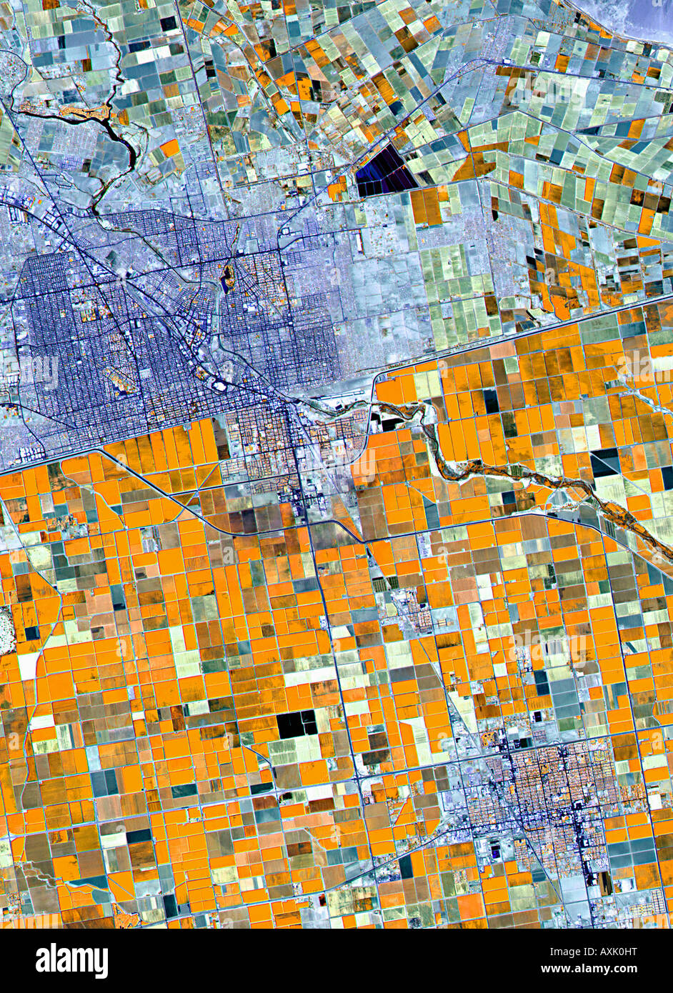 Imagen de satélite de las tierras de cultivo de Alemania Foto de stock