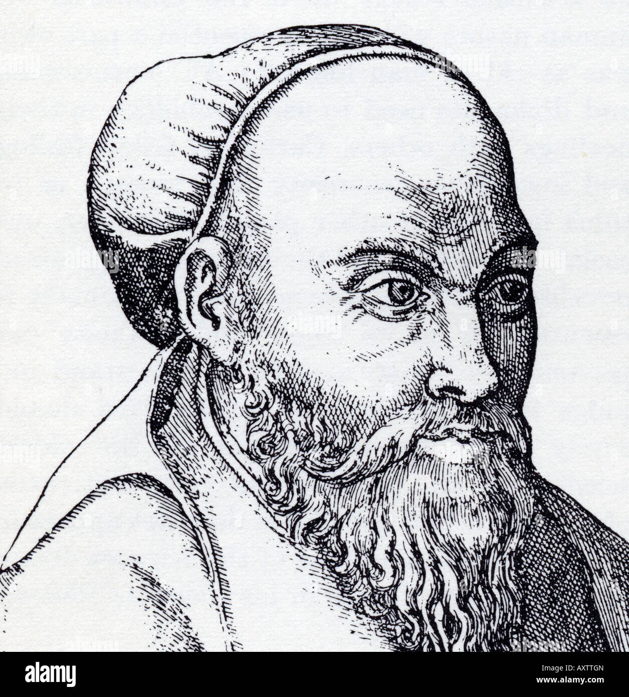 Pitágoras de grabado del siglo XVII, el filósofo griego, místico y matemático Foto de stock