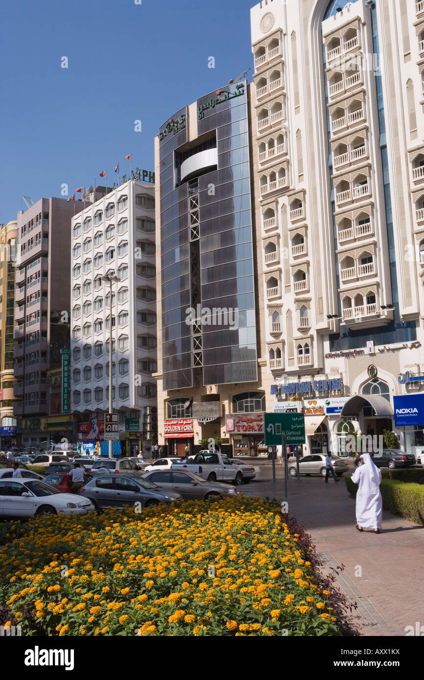 Dubai Creek (Khor Dubai), centro comercial Deira, Dubai, Emiratos Árabes Unidos, Oriente Medio Foto de stock