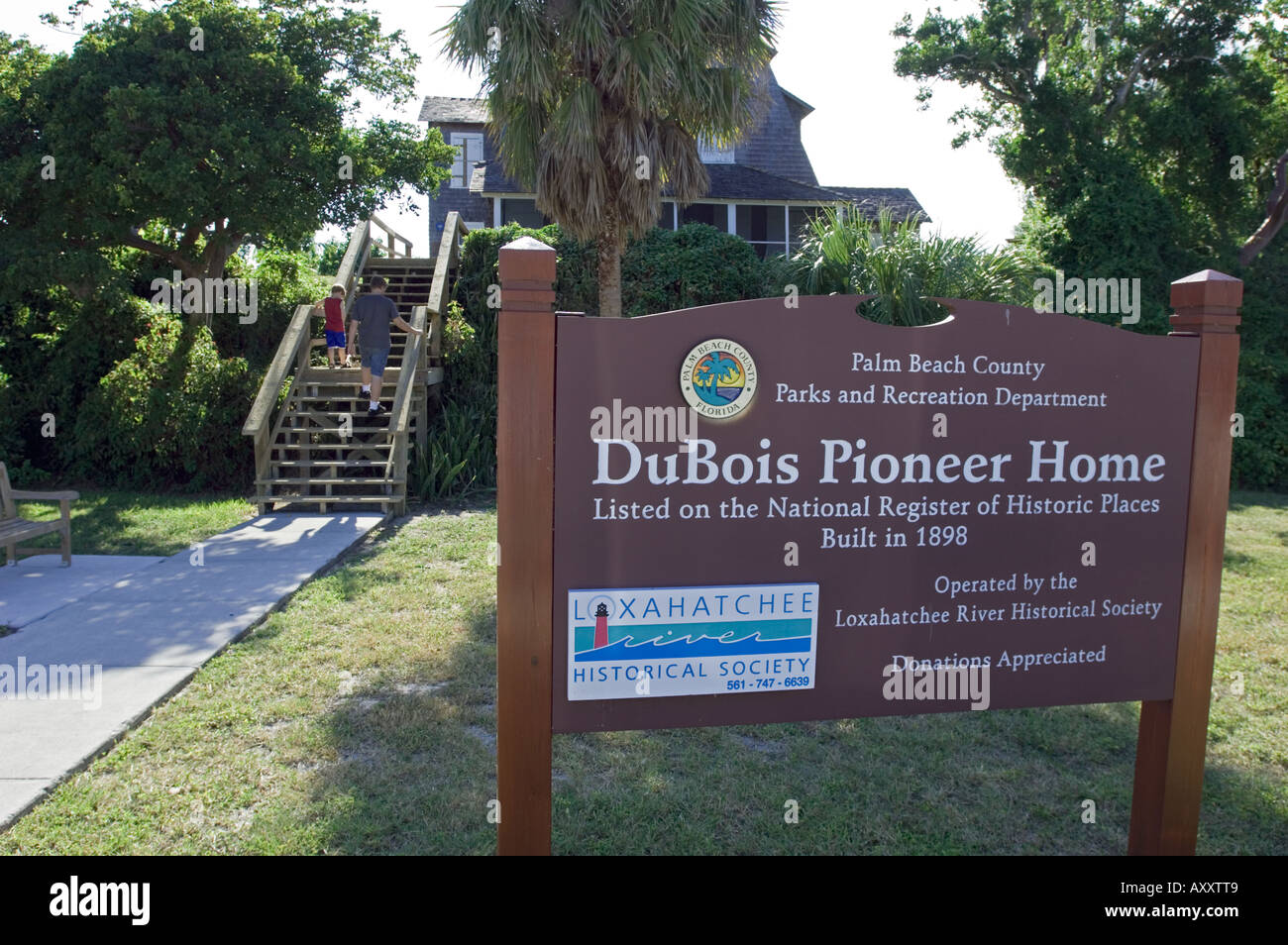 DuBois pionero Inicio Parque DuBois Júpiter en el condado de Palm Beach Florida casa vieja madera Registro Nacional de Lugares Históricos Foto de stock