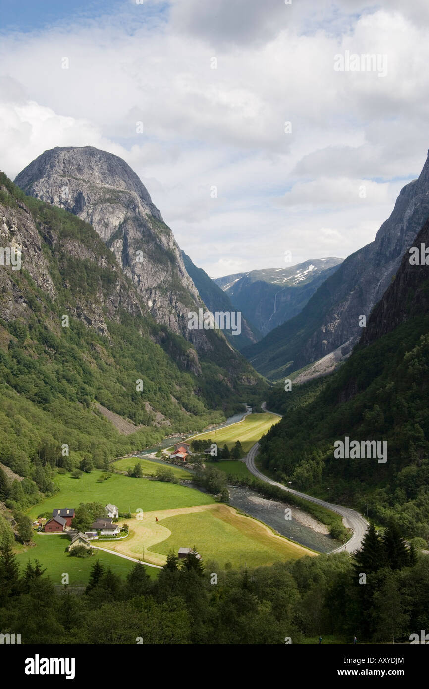 Valle glacial, Stalheim, Noruega, Escandinavia, Europa Foto de stock