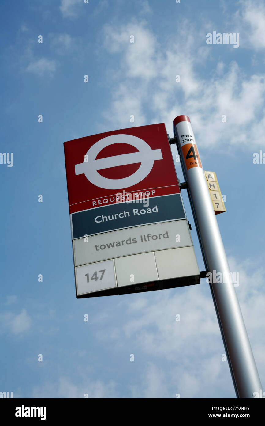 La parada de autobús de Londres firmar; Transporte de Londres: TFL Foto de stock