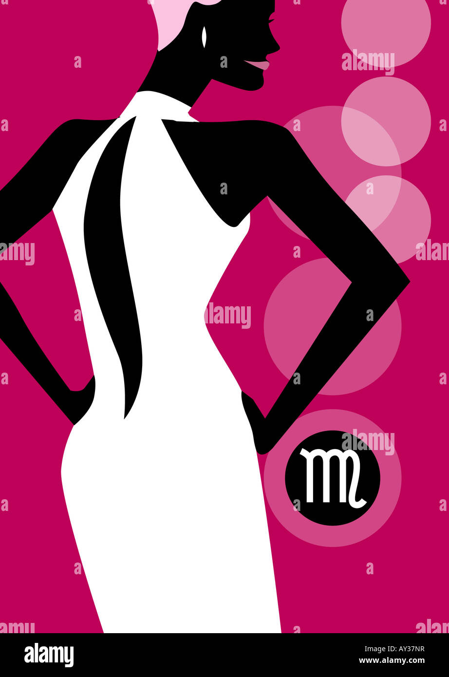 Mujer Con La Astrologia Signo Virgo Junto A Ella Fotografia De Stock Alamy