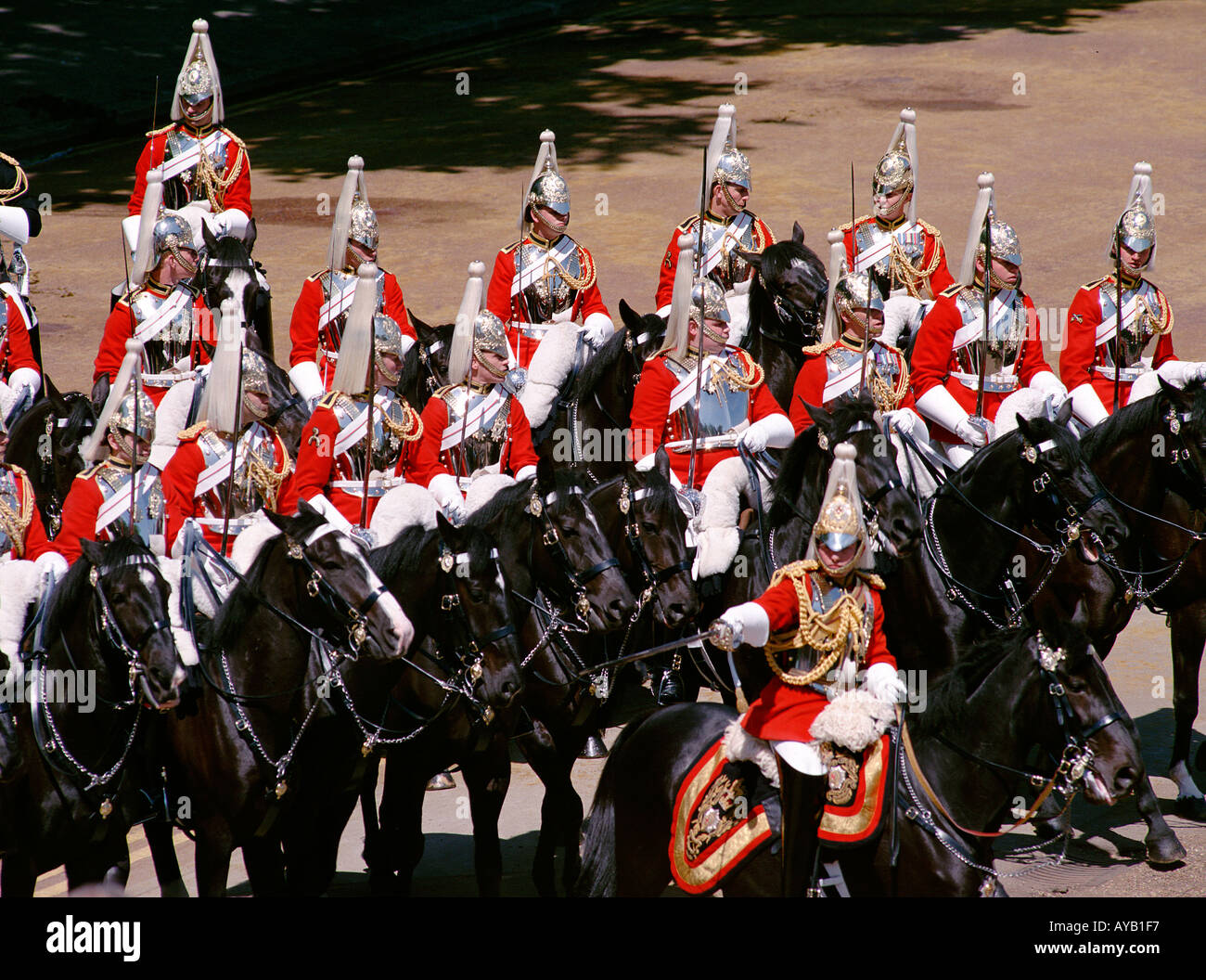 Los hogares en la caballería Trooping del Color en Horseguards Parade London Foto de stock