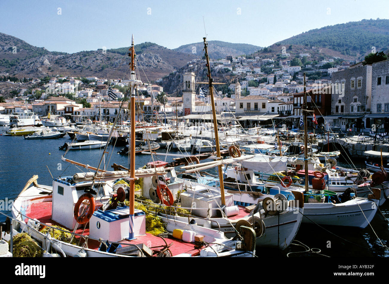 Puerto de la isla de Hydra Grecia Foto de stock