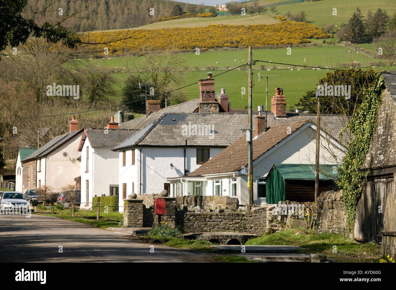 Casas en Water Street, Nueva Aldea Radnor Powys Mid Wales UK Foto de stock