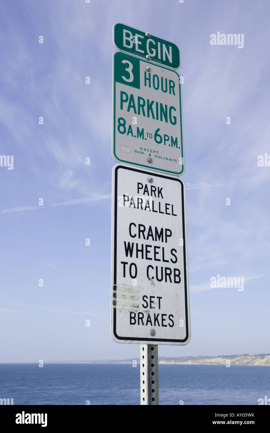 Playa de La Jolla, aparcamientos, señalización, señal de aviso,ESTADOS UNIDOS,Latina,Americana,Costa Oeste Foto de stock