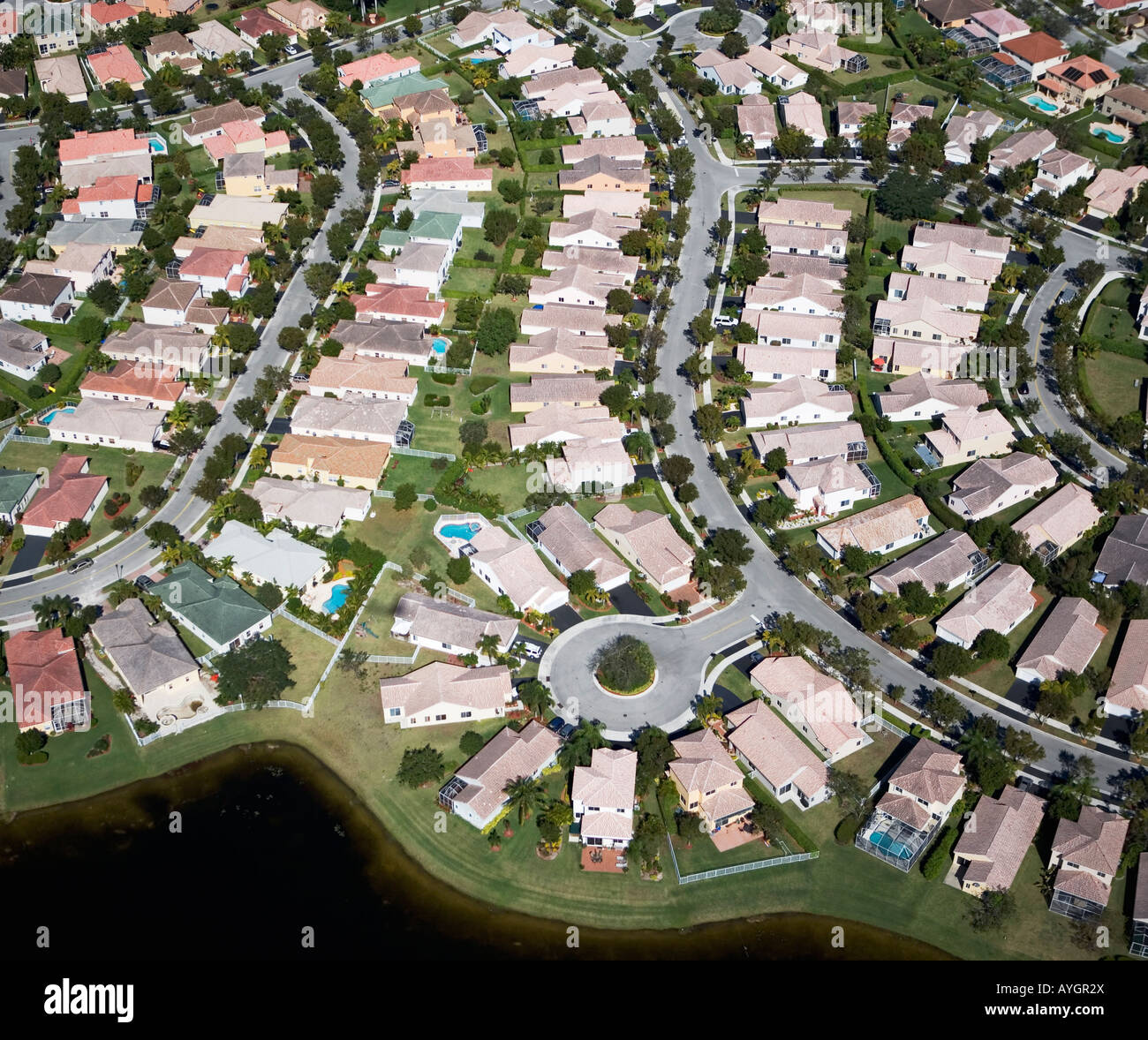 Vista aérea de la comunidad de vivienda Foto de stock