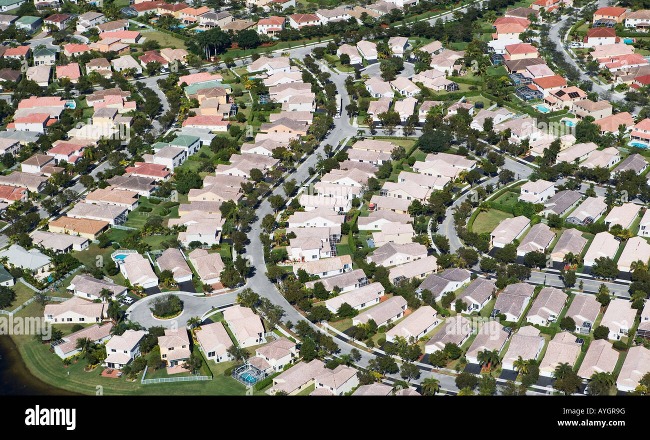 Vista aérea de la comunidad de vivienda Foto de stock