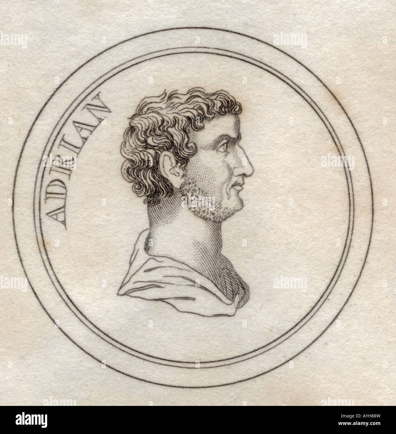 Publius Aelius Traianus Hadrianus, BC76 - BC138. Emperador romano también conocido como Adriano. Filósofo estoico y epicúreo. Foto de stock