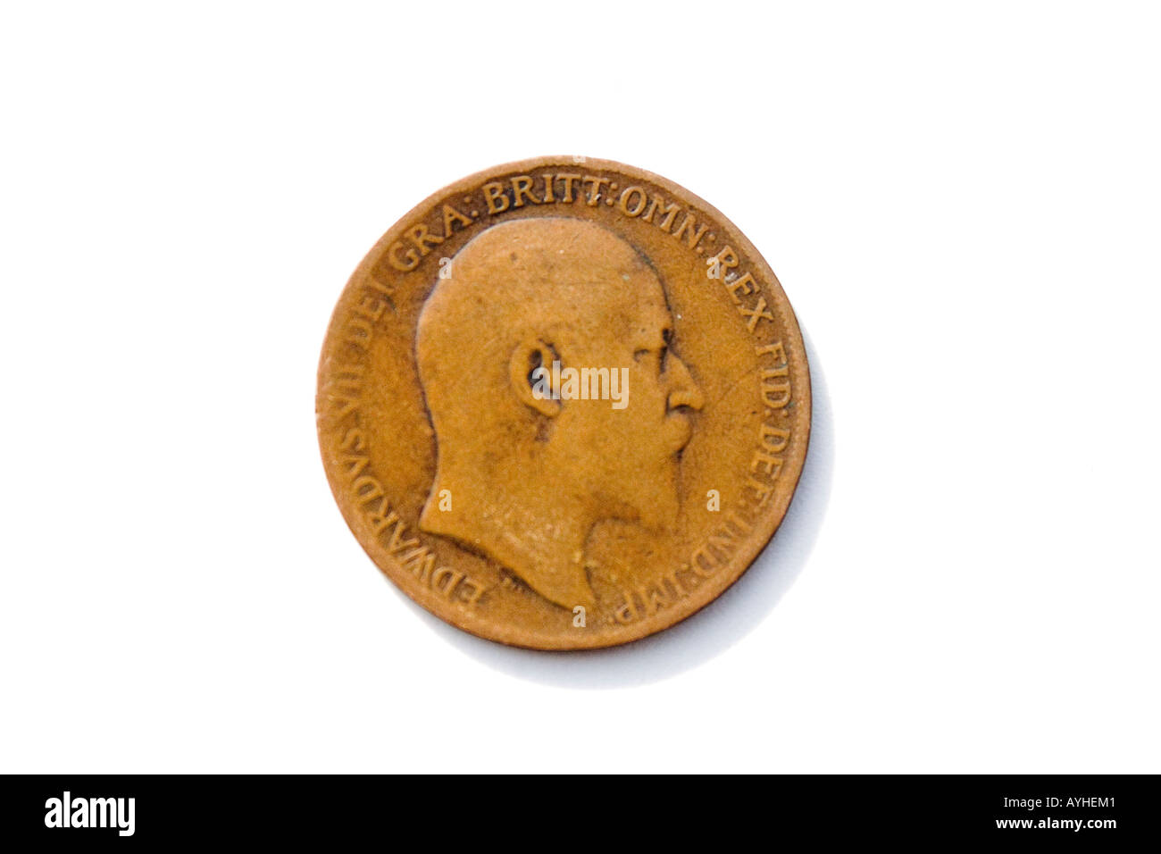 King Edward VII copper penny fecha 1909 parte de la ahora extinta £sd sistema monetario Foto de stock