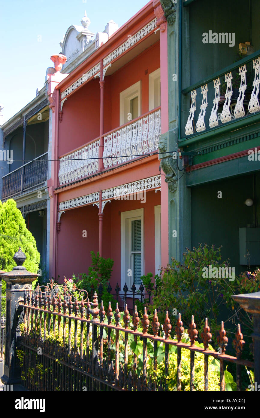 Época victoriana terrraced hogares en Carlton - Melbourne, Victoria, Australia Foto de stock