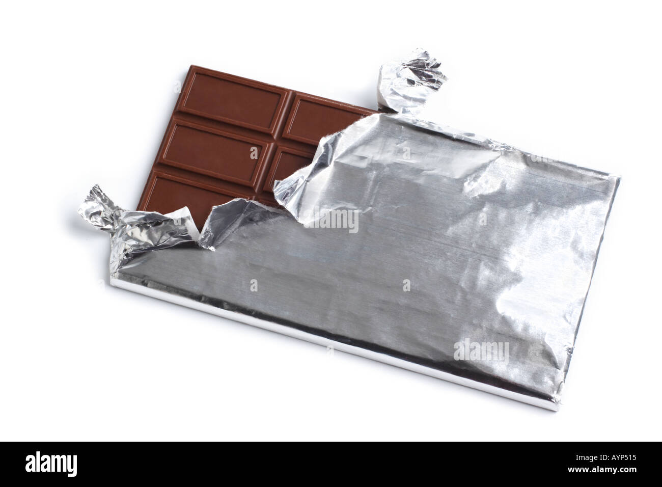 Barra de chocolate con envoltura abierta Foto de stock