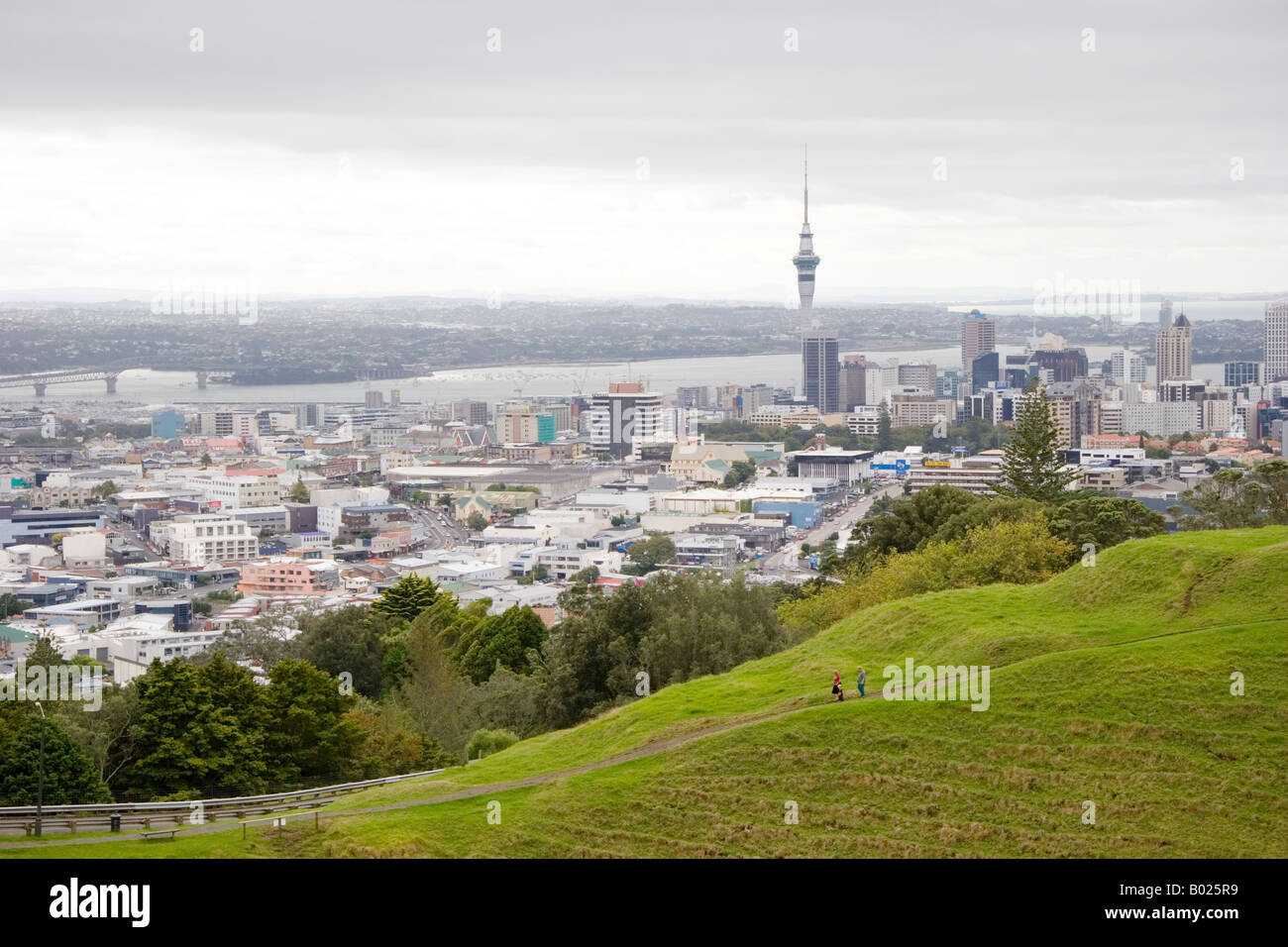 Vista de la ciudad de Auckland desde el cráter volcánico de Mt Eden Nueva Zelanda Foto de stock
