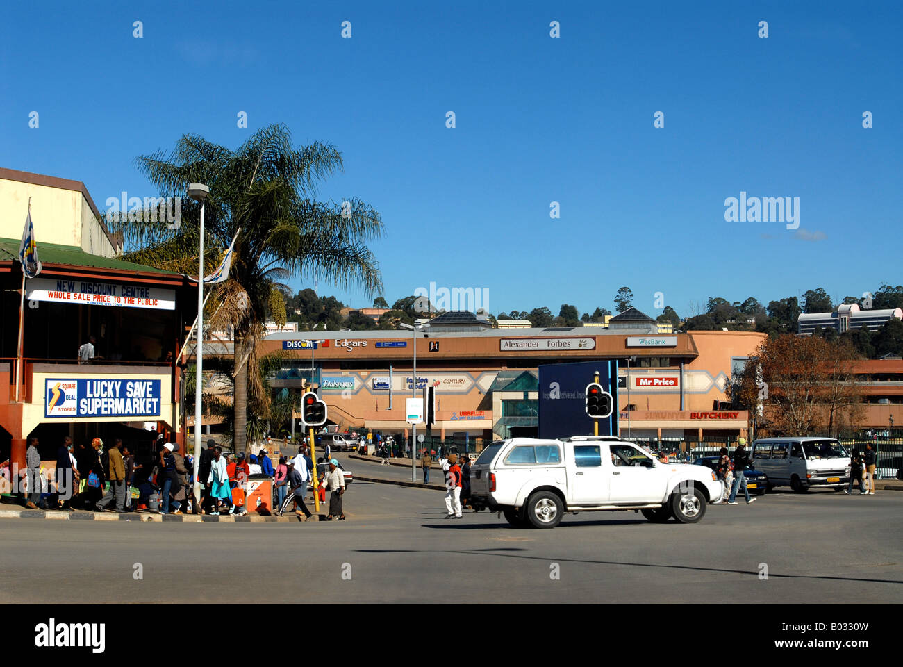 Escena callejera, Mbabane, Eswatini, Suazilandia Foto de stock