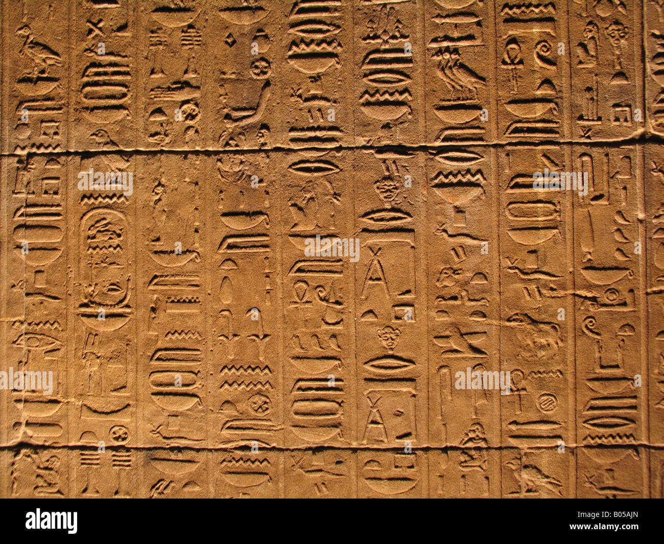 Jeroglíficos egipcios en el Valle de los Reyes, Egipto, Luxor. Foto de stock