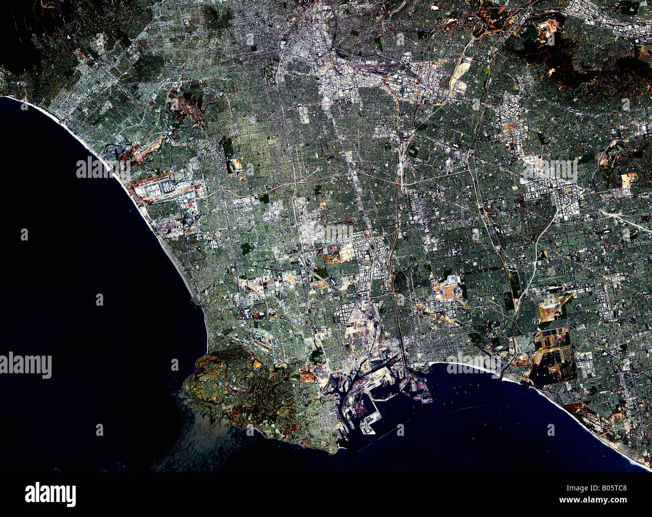 Vista satelital del mapa de los angeles fotografías e imágenes de alta