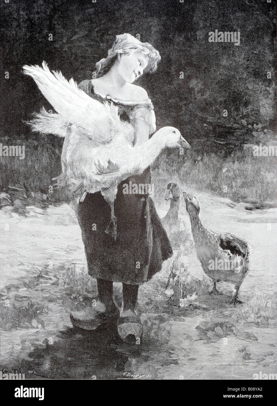 "Eine Entfuehrung, ' xilografía representando "un secuestro, ' de 'Moderne Kunst Meisterholzschnitten' 1903 Foto de stock