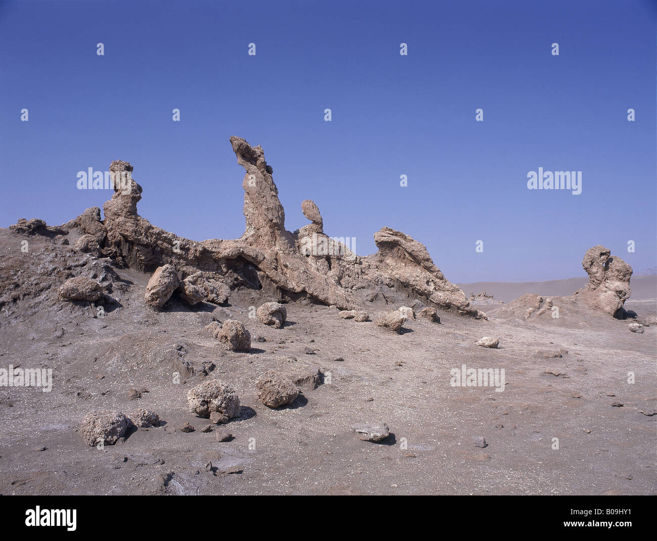 El Desierto de Atacama. Cerca de San Pedro. Salar de Atacama. Valle de la  luna. Salar. Pilares de roca meteorizada Fotografía de stock - Alamy