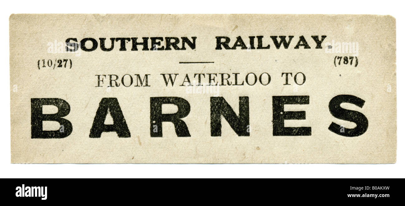 Barnes Greater London Estación Sur etiqueta de equipaje de octubre de 1927 Foto de stock