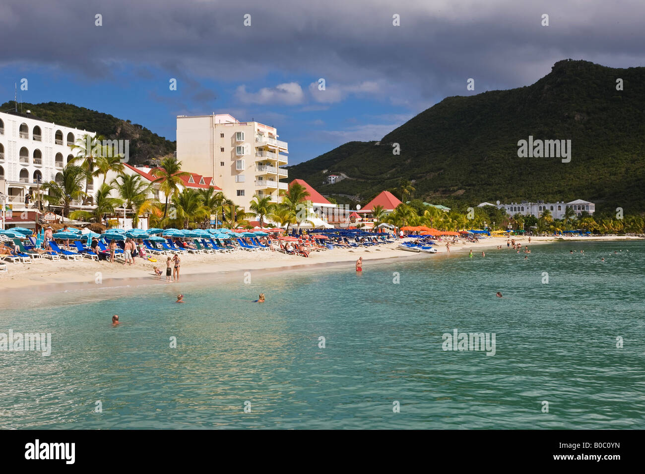 Antillas, Caribe, Antillas, St Martin, Sint Maarten, Antillas Neerlandesas, la capital holandesa de Philipsburg Foto de stock