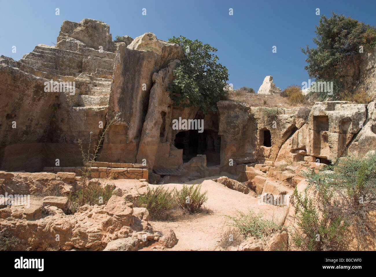 Las tumbas de los Reyes cámaras funerarias, Parque Arqueológico de Paphos, Paphos, Chipre. Patrimonio de la Humanidad de la UNESCO Foto de stock