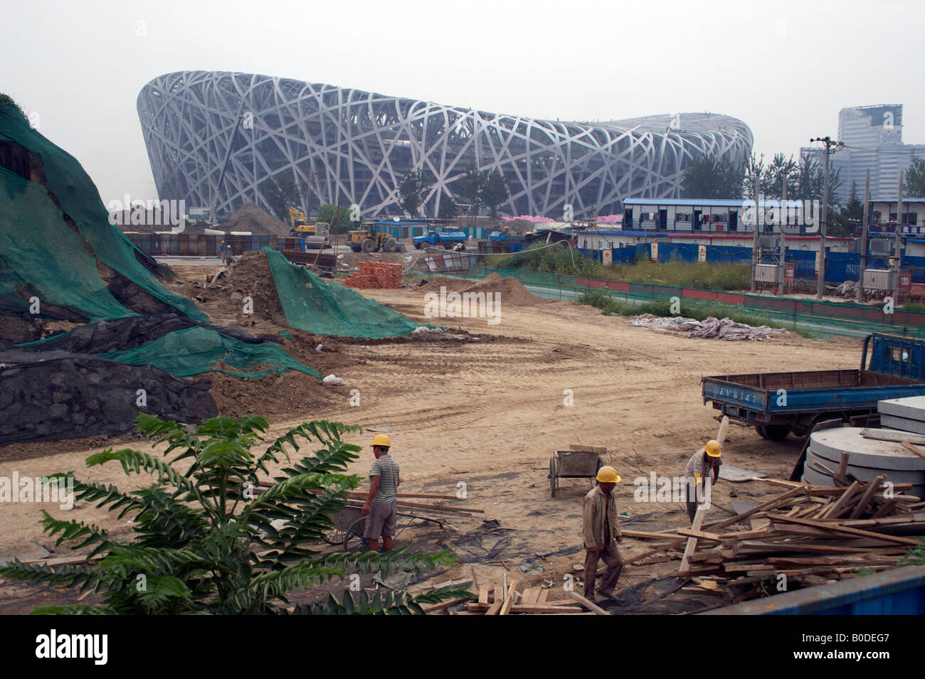 Construcción o nacional del estadio Nido de Pájaro en Beijing China Foto de stock
