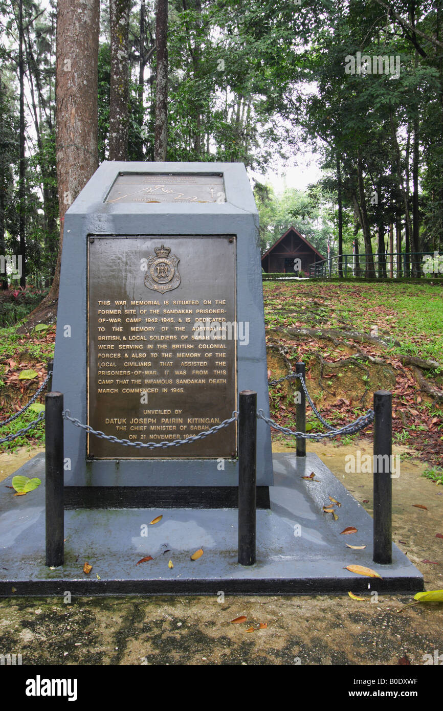 La Segunda Guerra Mundial Memorial, Sandakan, Sabah, Borneo malasio Foto de stock