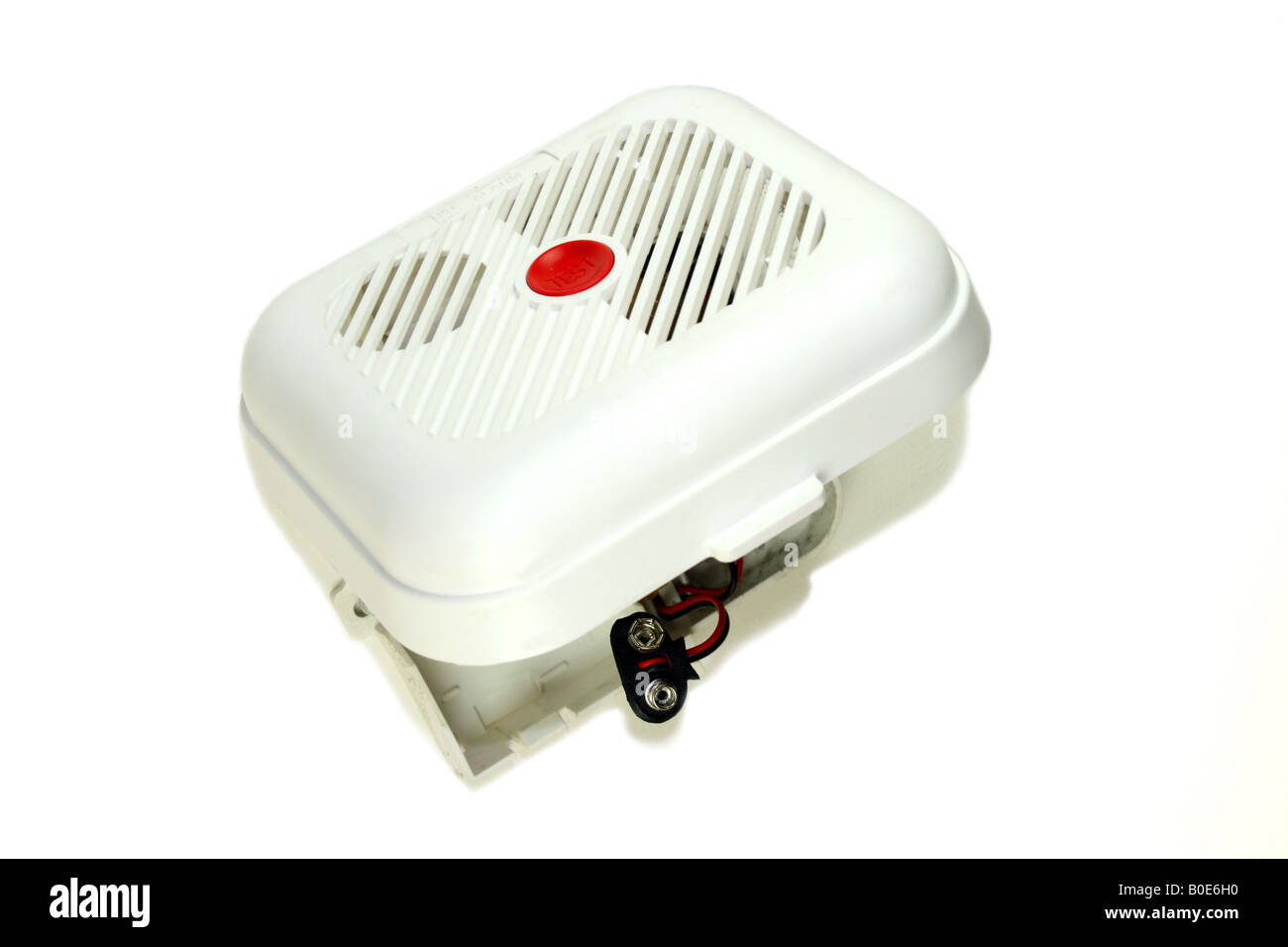 Detector de humos del hogar sin batería equipada Foto de stock
