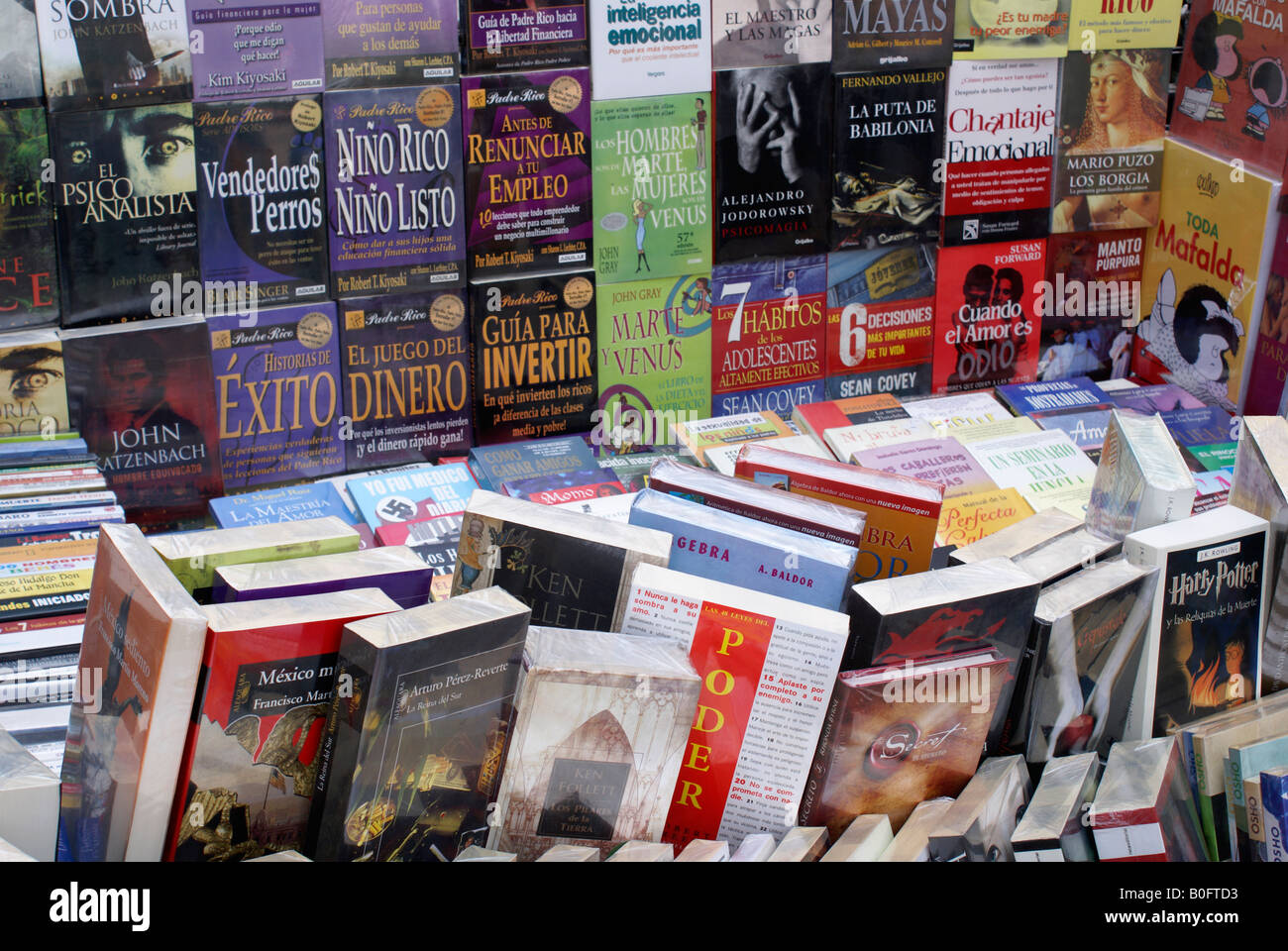 Libros en español para su venta en la acera de un puesto en el centro de la  Ciudad de México Fotografía de stock - Alamy