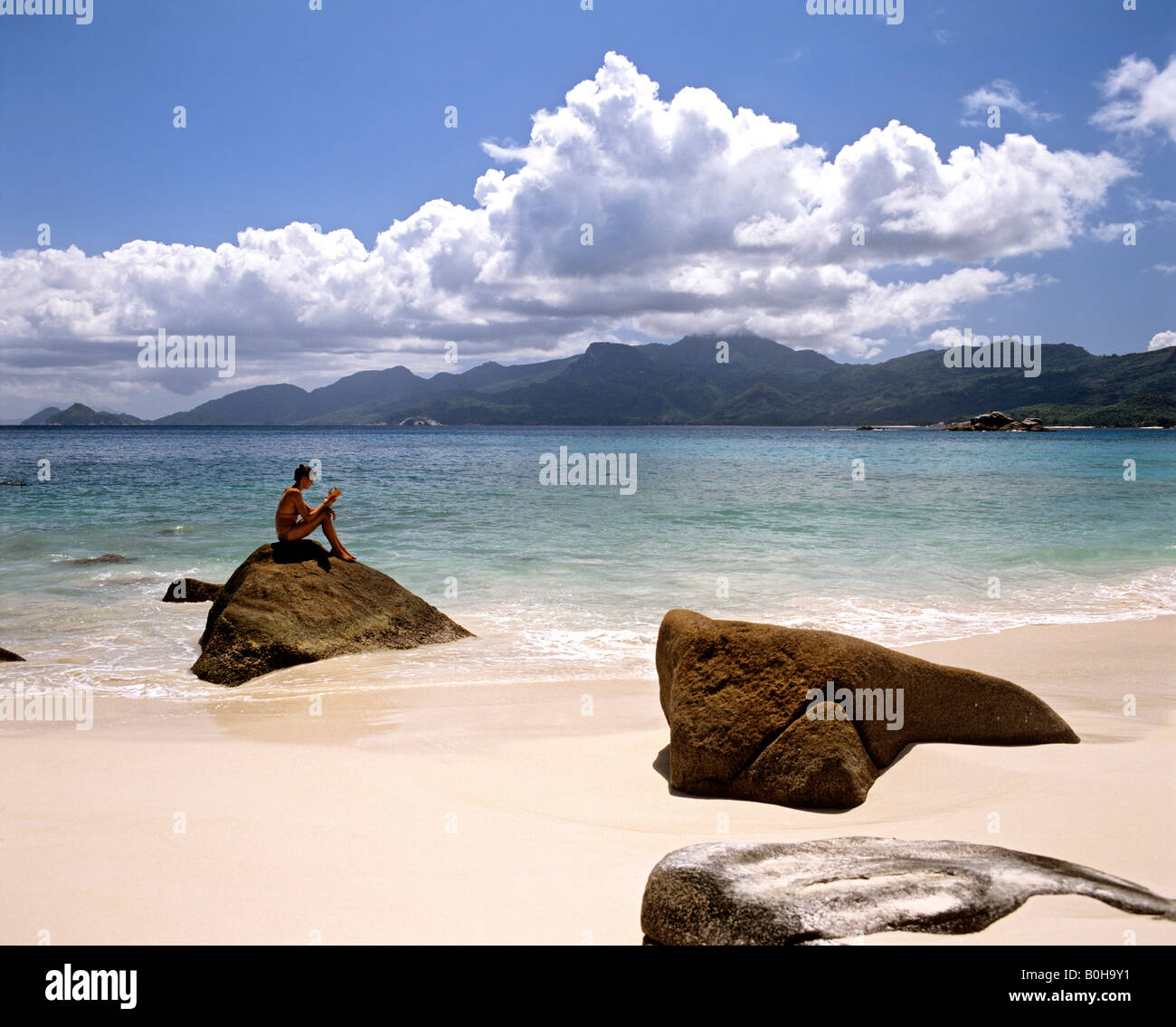 Playa de Mahé, Seychelles, Océano Índico Foto de stock