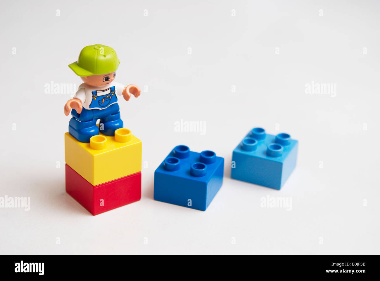 Lego Duplo-personaje-hombre-gorro azul-trabajadores 