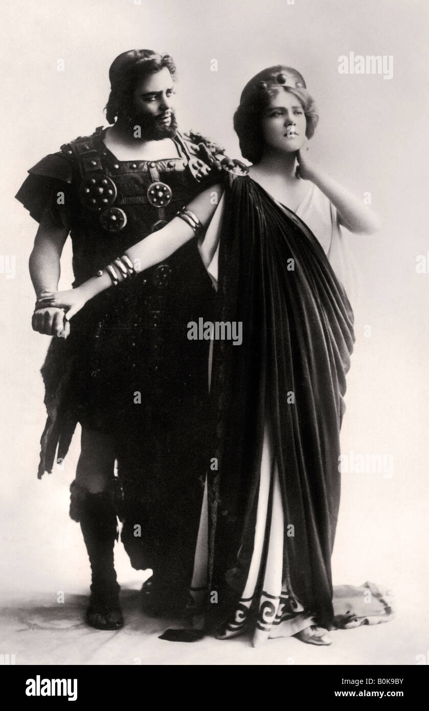 Oscar Asche y Lily Brayton en una escena de la Diosa Virgen, a comienzos del siglo xx.Artista: Rita Martin Foto de stock